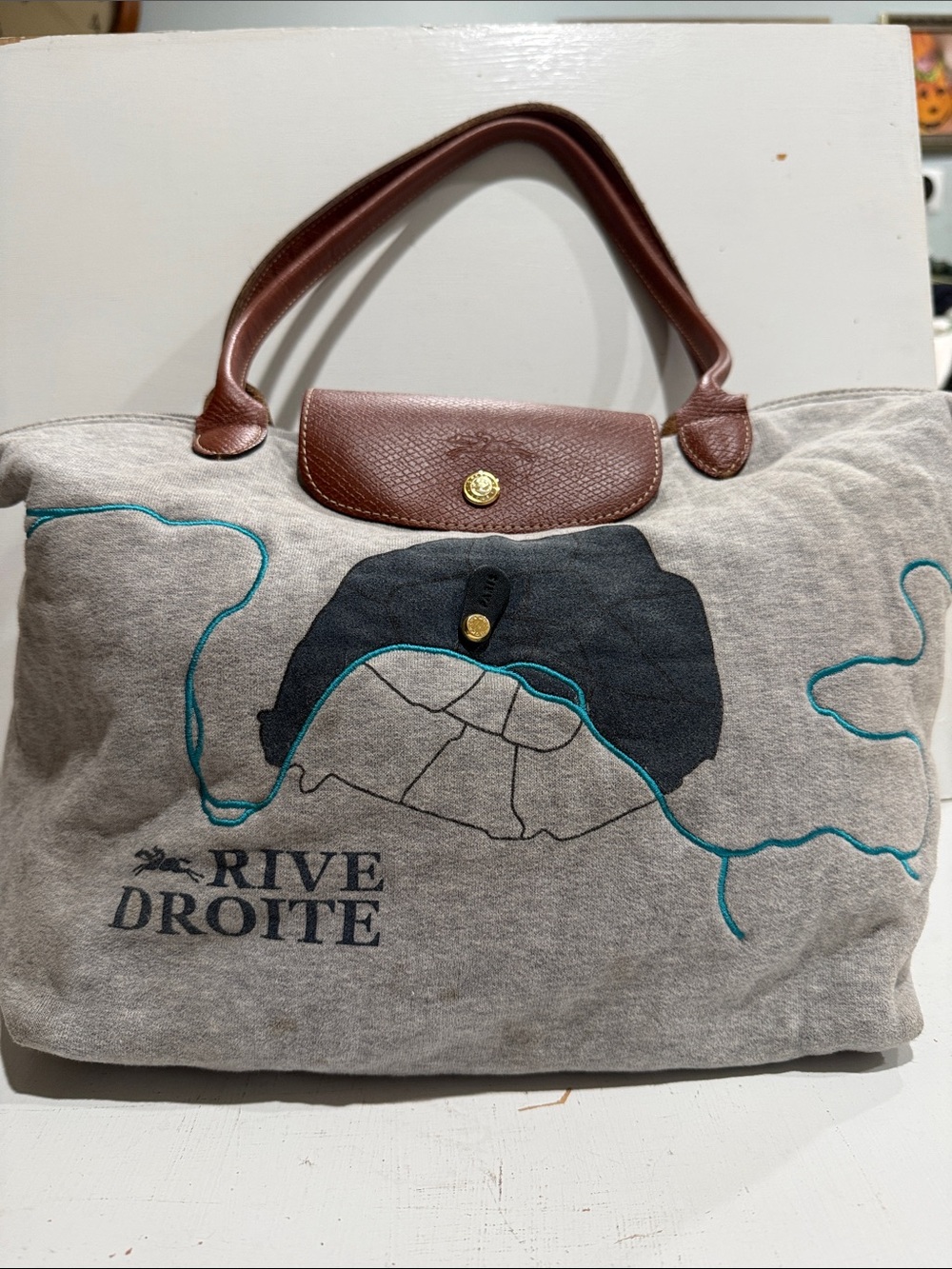 Longchamp Le Pilage Rive Droite Gauche Tote 👜 Brown Leather Straps France 2014